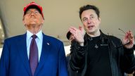 President-elect Donald Trump listens to Elon Musk as he arrives to a SpaceX's rocket launch.
Pic: AP