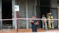 Firefighters and police inspect the damage at Adass Israel Synagogue in Melbourne. Pic: AAP Image/AP