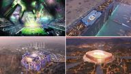 (Clockwise) The  Roshn, Neom, South Riyadh  and  Prince Mohammed bin Salman Stadium
Pic: Saudi 2034