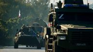 Russian convoy driving on the road to Latakia 