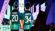 Inside an exhibition promoting Saudi Arabia's bid for the 2034 football World Cup. Pic: Reuters