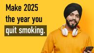 A cropped version of the poster which also included text saying 'make 2025 the year you quit smoking'. 