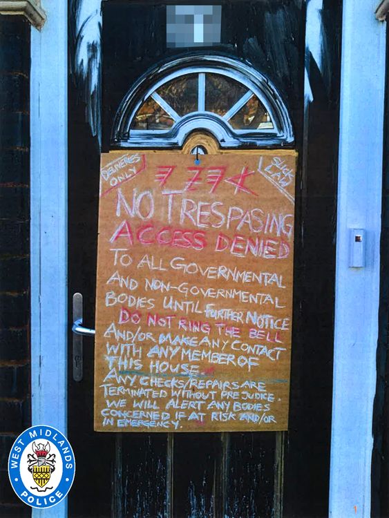 A sign on the couple's door in  in Clarence Road, Handsworth, before their eviction in March 2022.