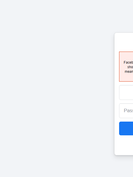 facebook error message on website in uk at 19.15 