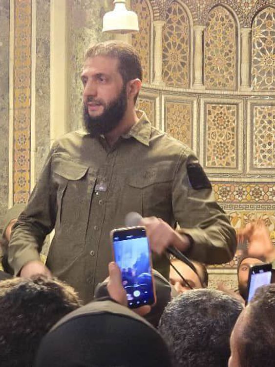 Abu Mohammad al Jolani speaking at the Great Umayyad Mosque in Damascus