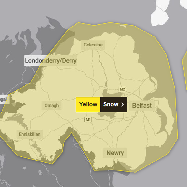 A Met Office yellow weather warning for snow on 1 January.