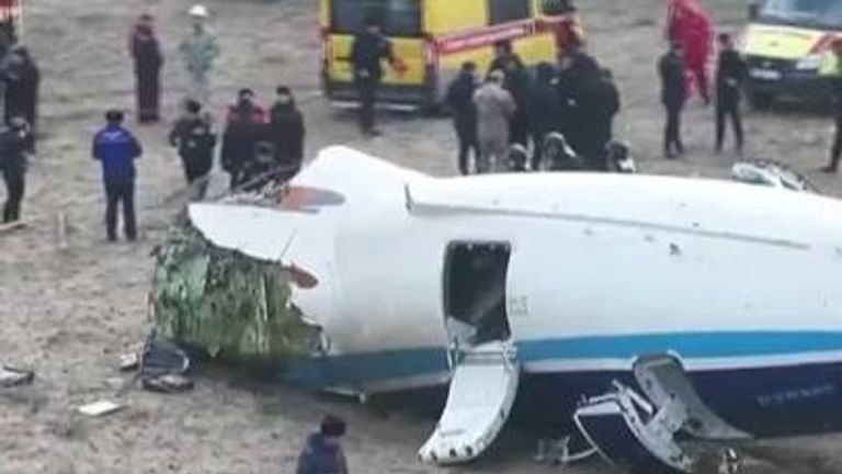 Moment passenger plane crashes in Kazakhstan