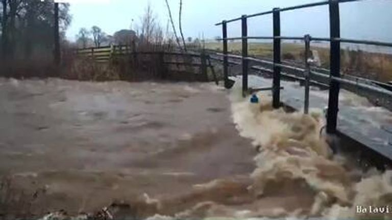 Severe weather in Scotland causes flooding on train tracks