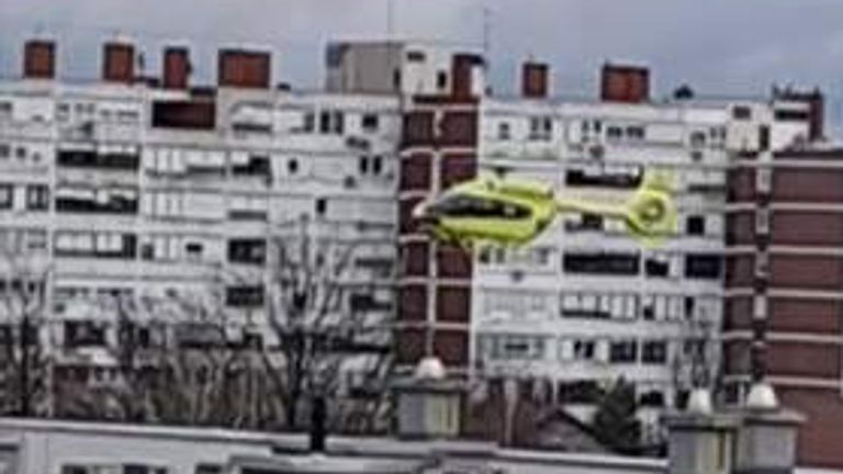 An air ambulance lands following the stabbing