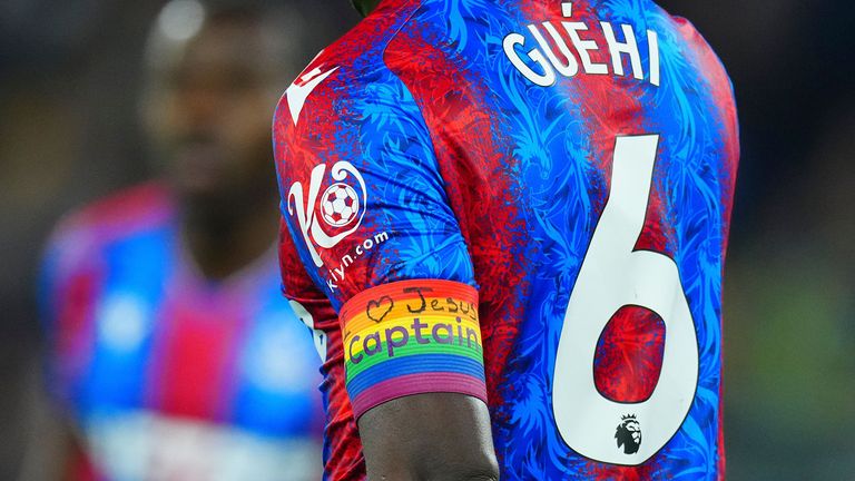 The FA will contact Crystal Palace player Marc Guehi to remind him religious messaging is banned from equipment, after he wrote "I love Jesus" on his captain's armband. 