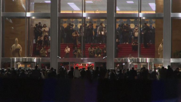 Footage shows South Korean troops in Seoul trying to enter the parliament building after the president declared emergency martial law across the country. 