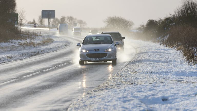 Vehicles drive on the A9 in Inverness, as snow, rain and wind warnings are in force and are expected to cause travel issues on New Year's Eve. Picture date: Tuesday December 31, 2024. PA Photo. See PA story WEATHER Winter. Photo credit should read: Paul Campbell/PA Wire     