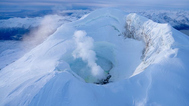 Pic: Wyatt Mayo/Alaska Volcano Observatory/US Geological Survey via AP