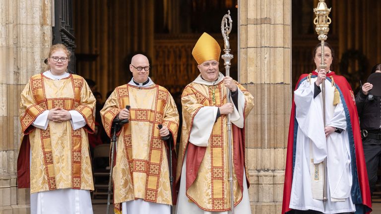 The Archbishop of York Stephen Cottrell (2nd right) following the Christmas Day Festal Eucharist service at York Minster. Pic: PA