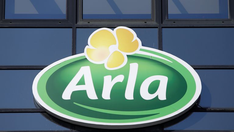 A sign is seen outside the offices of Arla Foods in Copenhagen, Denmark, March 30, 2019. Picture taken March 30, 2019. REUTERS/Andrew Kelly