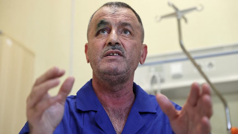 Zulfugar Asadov, a flight attendant on the Azerbaijan Airlines plane that crashed in Kazakhstan, speaks during an interview with Reuters as he receives treatment at a hospital in Baku, Azerbaijan.
Pic: Reuters