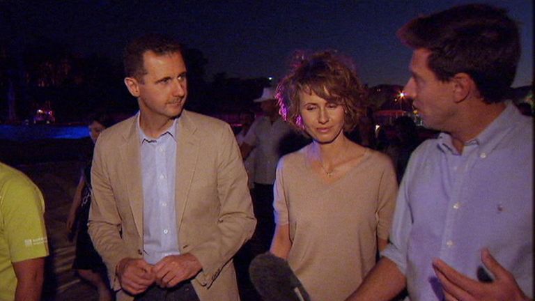 Bashar and Asma al Assad with Dominic Waghorn