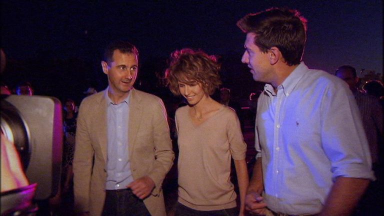 Bashar and Asma al Assad with Dominic Waghorn