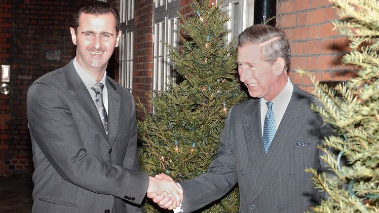 The Prince of Wales greets Al-Assad, president of Syria at St. James' Palace.

Picture by: PA/PA Archive/PA Images
Date taken: 17-Dec-2002