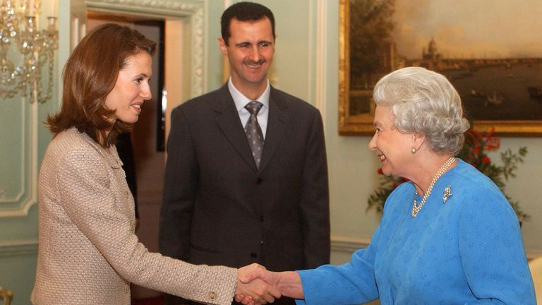 Queen Elizabeth II receives Mrs Asma Al-Assad and the President of Syria Mr Bashar Al-Assad at Buckingham Palace, London. * It is the first time a Syrian leader has been invited to the Palace and comes amid continuing controversy over President Assad s alleged support for Palestinian and Islamic terror groups.
Read less

Picture by: Kirsty Wigglesworth/PA Archive/PA Images
Date taken: 17-Dec-2002