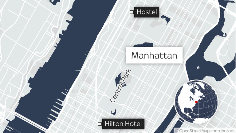 A map showing the location of the hostel
