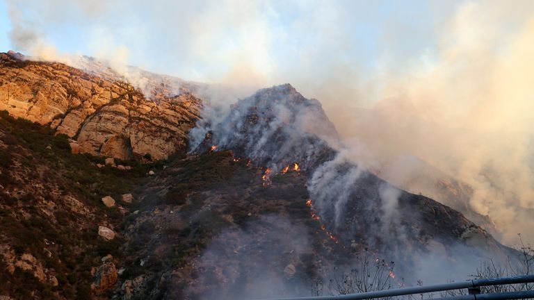 Smoke billows as the Franklin Fire burns in Malibu, California, U.S., December 10, 2024. REUTERS/Mario Anzuoni

