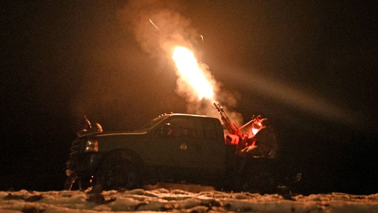 A Ukrainian serviceman from an anti-drone mobile air defence unit fires a ZU-23-2 anti-aircraft cannon during combat, amid Russia's attack on Ukraine, in the Chernihiv region, Ukraine December 1, 2024. REUTERS/Maksym Kishka