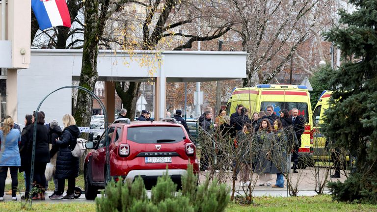 The attack happened at a primary school in Zagreb, Croatia. Pic: Reuters