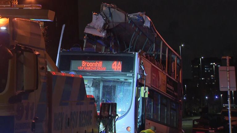 Glasgow: Several injured after double decker bus hits bridge and roof ...