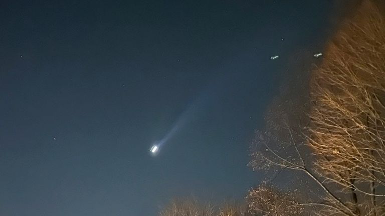 FILE - This photo provided by Brian Glenn shows what appears to be multiple drones flying over Bernardsville, N.J., on Thursday, Dec. 5, 2024 (Brian Glenn/TMX via AP, File)