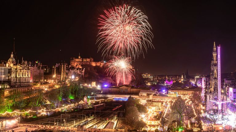 Fireworks over Edinburgh during Hogmanay celebrations in 2019