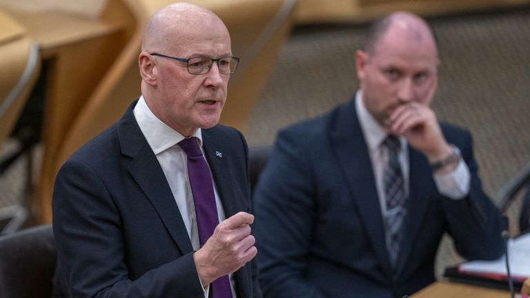 John Swinney during First Minister's Questions on Thursday. Pic: PA