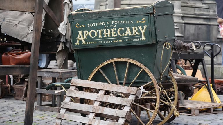 Props on set during the filming of Guillermo del Toro's Frankenstein in Edinburgh. Picture date: Friday September 13, 2024.