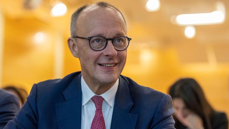 14 December 2024, North Rhine-Westphalia, Essen: Union Chancellor candidate Friedrich Merz (CDU), smiles at the state representatives' meeting of the CDU North Rhine-Westphalia after his election as top candidate of the CDU North Rhine-Westphalia for the 2025 federal election. Photo by: Thomas Banneyer/picture-alliance/dpa/AP Images


