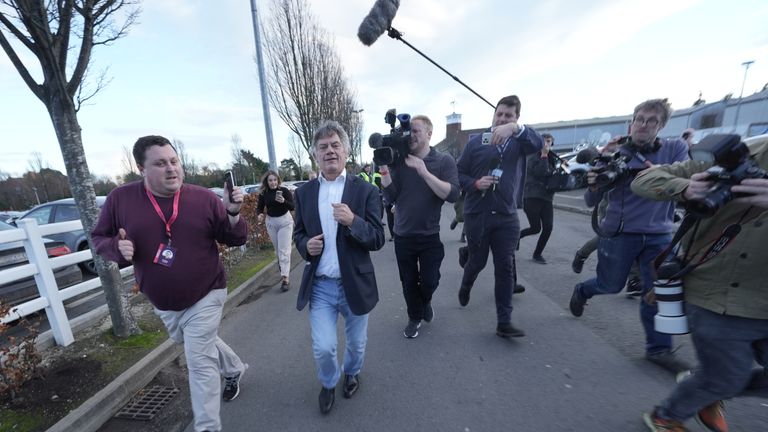 Gerry Hutch breaks into a run as he leaves the count. Pic: PA