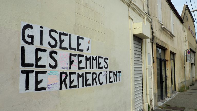 Graffiti that translates to 'Gisele, women thank you.' Pic: Reuters