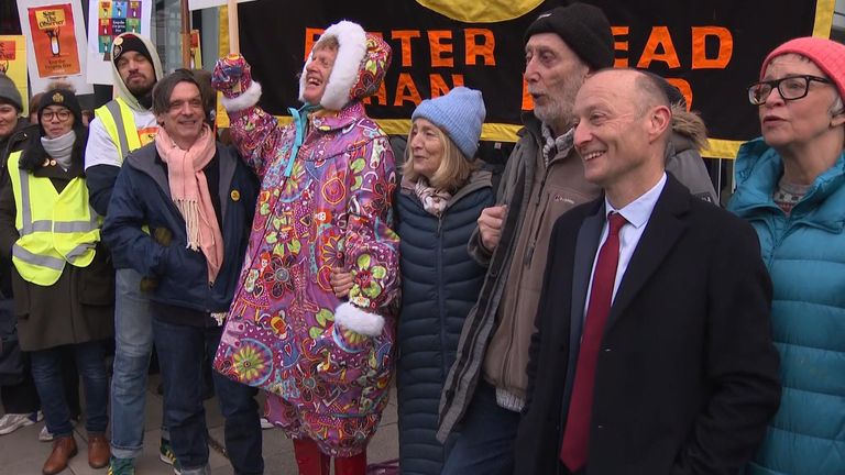 The artist Grayson Perry joined journalists on the picket line 