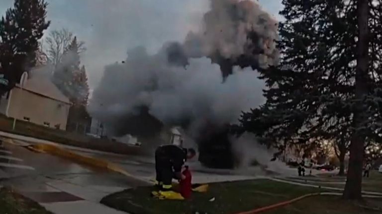 Burning rubbish truck explodes causing 