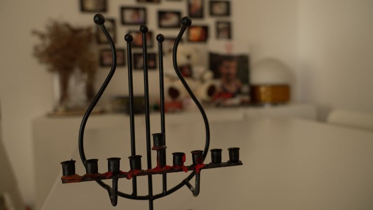 An empty menorah 