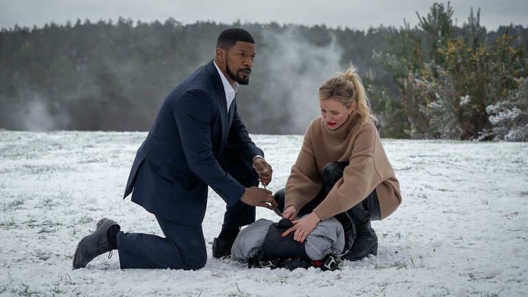 Jamie Foxx and Cameron Diaz in Back in Action. Pic: John Wilson/Netflix