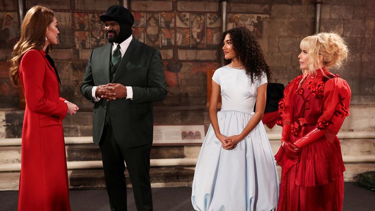 Kate stands with Gregory Porter, Olivia Dean and Paloma Faith. Pic: Reuters