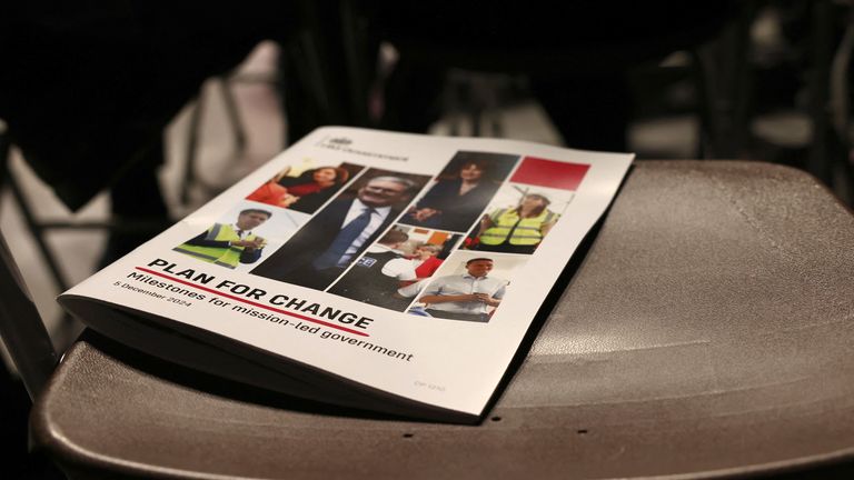 A programme lies on a chair on the day of Britain's Prime Minister Keir Starmer's 'plan for change' speech in Buckinghamshire, England, Thursday, December 5, 2024. Darren Staples/Pool via REUTERS

