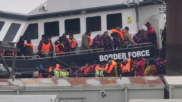A Border Force boat arriving in Dover, Kent, on Boxing Day. Pic: PA 