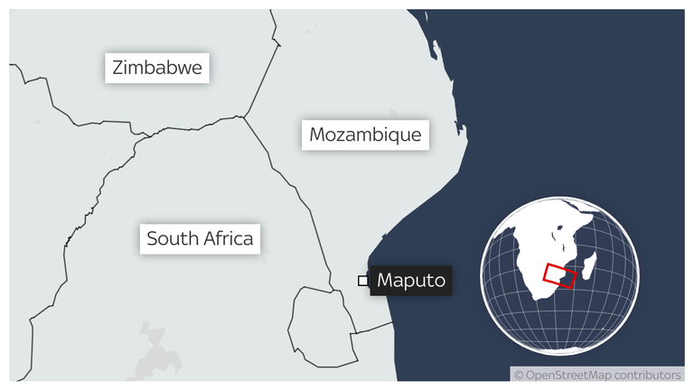 Location of Mozambique's capital Maputo