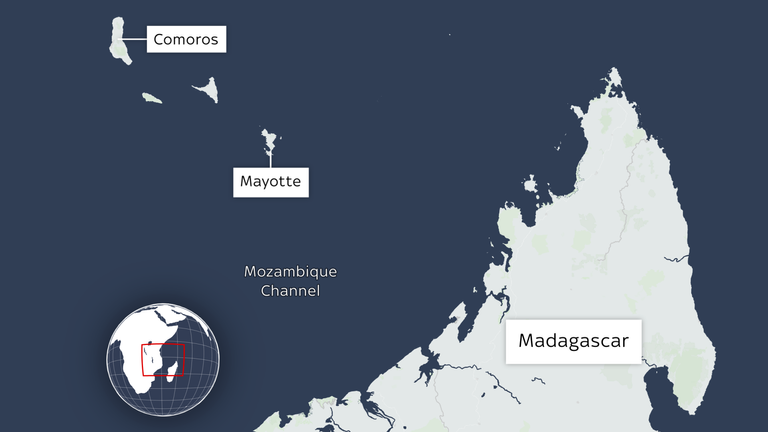 Map of Mayotte and Comoros