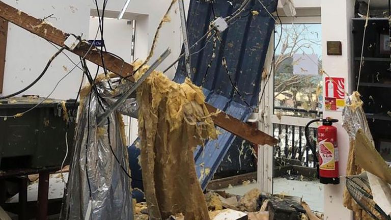 This photo provided Sunday Dec.15, 2024 by the French Army shows a damaged house in the French territory of Mayotte in the Indian Ocean, after Cyclone Chido caused extensive damage with reports of several fatalities. (Etat Major des Arm..es via AP)