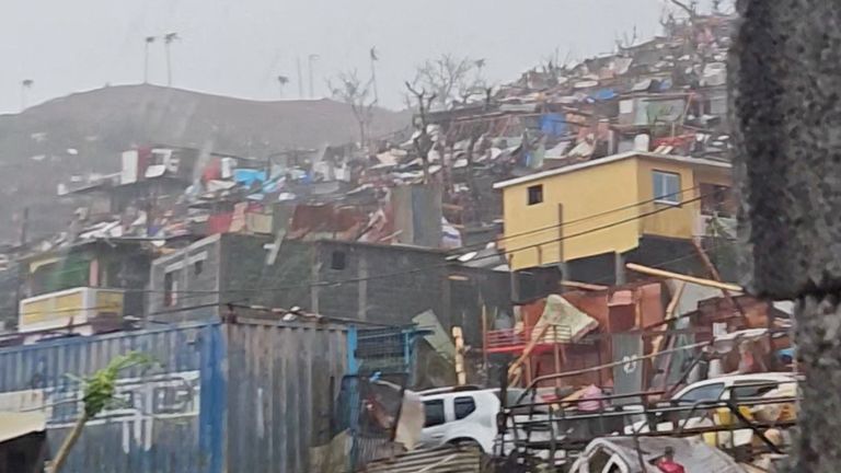 FILE PHOTO: A view shows damage caused by the Cyclone Chido, in Kaweni, Mayotte, France in this screengrab from a social media video, obtained by Reuters on December 14, 2024. @foulani2.00 via TikTok via REUTERS THIS IMAGE HAS BEEN SUPPLIED BY A THIRD PARTY. MANDATORY CREDIT. NO RESALES. NO ARCHIVES./File Photo