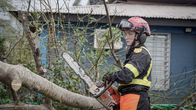 The clean up begins in storm-hit Mayotte.
Pic: UIISC7/Securite Civile/Reuters