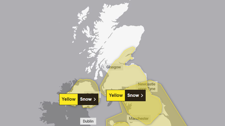 Met Office yellow weather warning for rain and snow for Scotland on New Year's Day