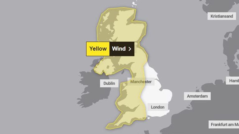 Sunday's yellow weather warnings. Pic: Met Office